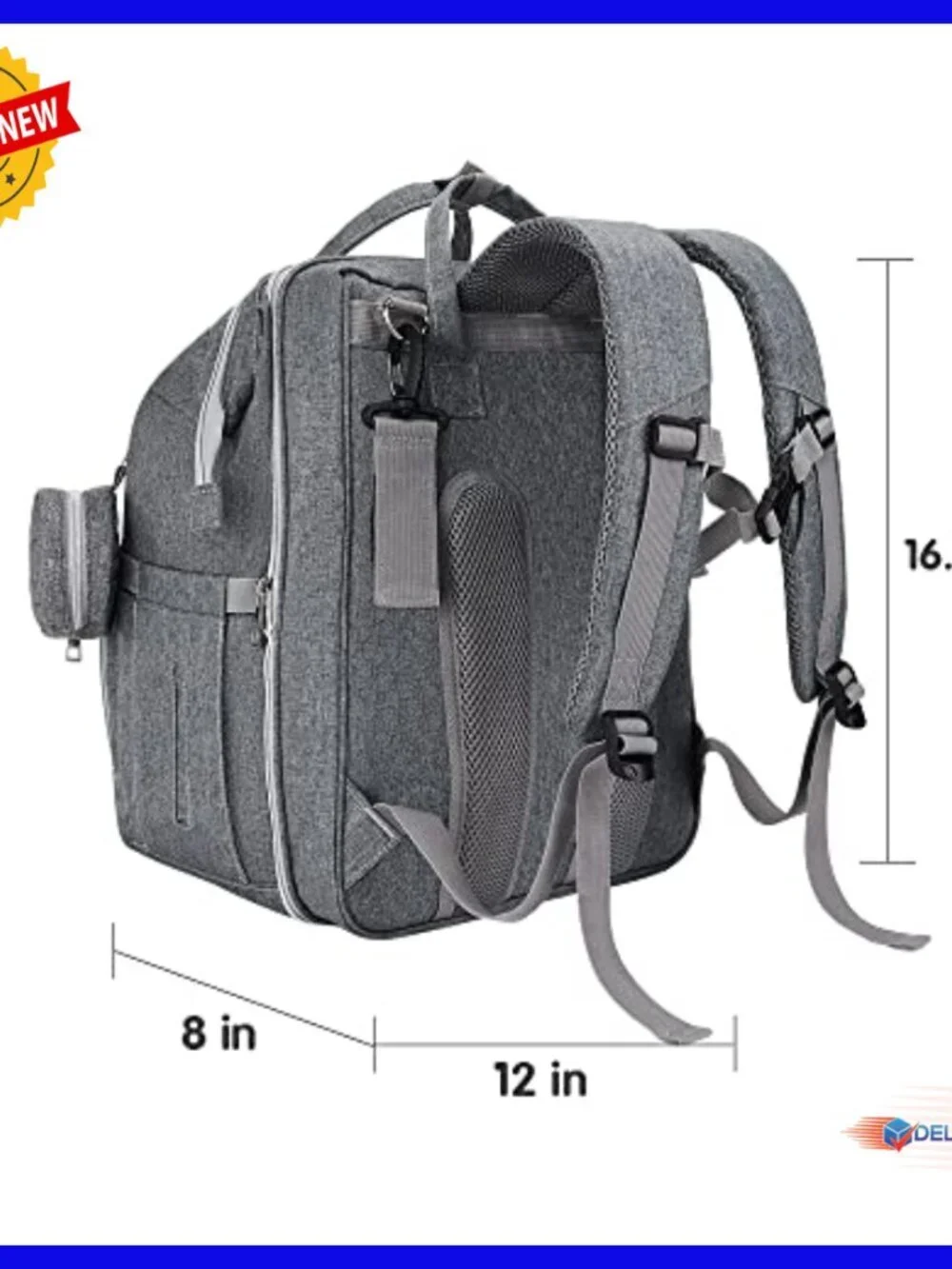 Large Capacity Waterproof Diaper Backpack with Changing Pad & USB Port
